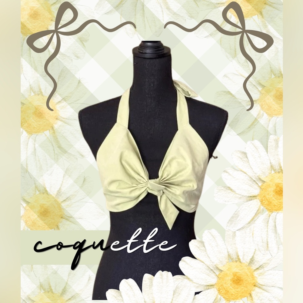 ⭐️ Doll coquette halter top in pastel lime green
